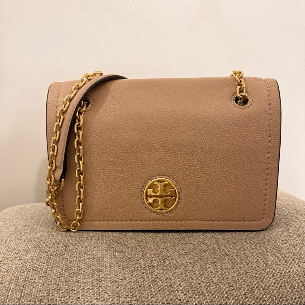 💯 Tory Burch Carson Convertible Leather Crossbody Bag In Devon Sand - Picture 5 of 12